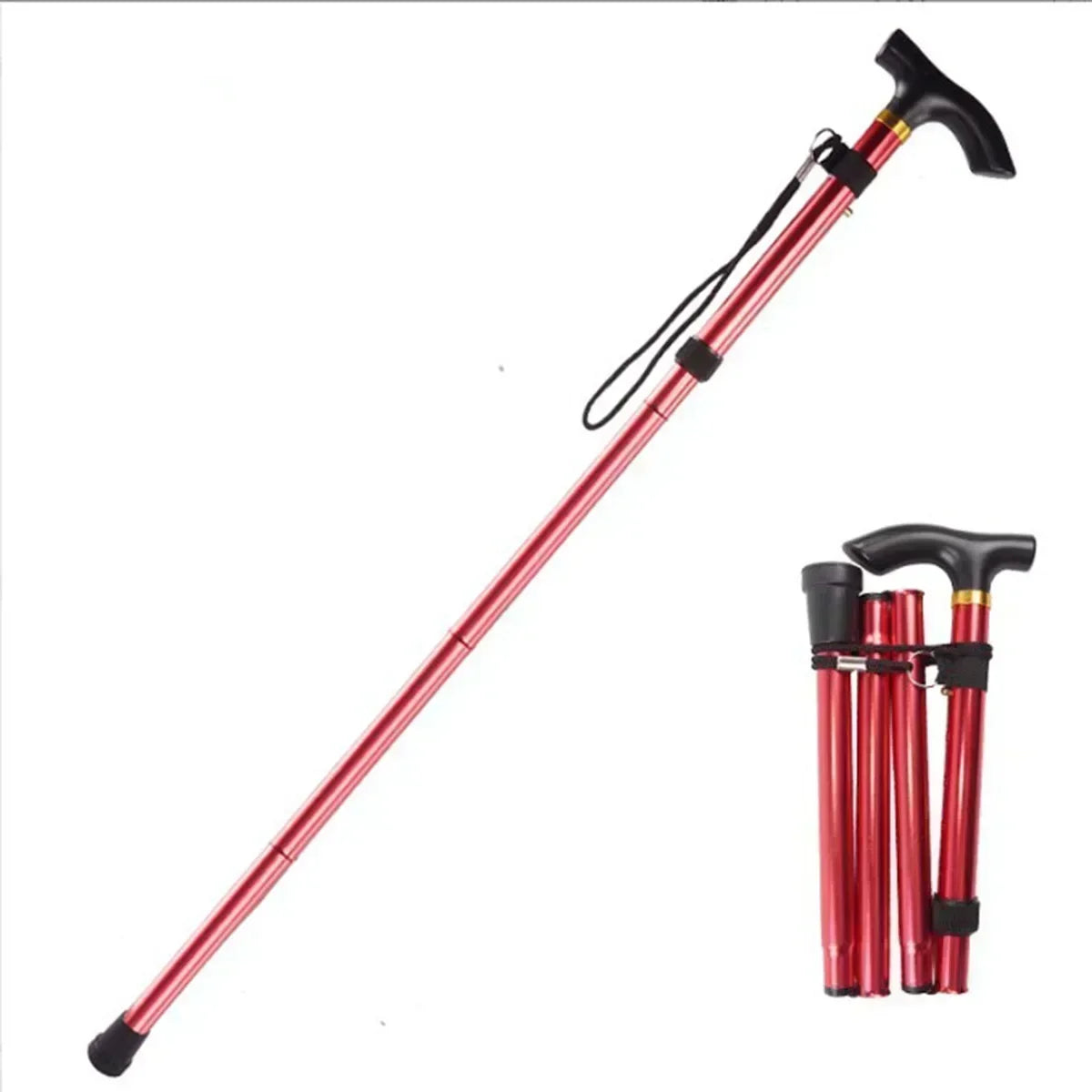 Foldable Aluminum Trekking Pole – Adjustable Hiking Walking Stick