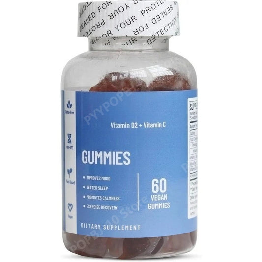 Vitamin D2 & C Gummies | Vegan Blueberry Non-GMO 60ct Vitamin Gummies Peaceful Pleasures Health and Wellness