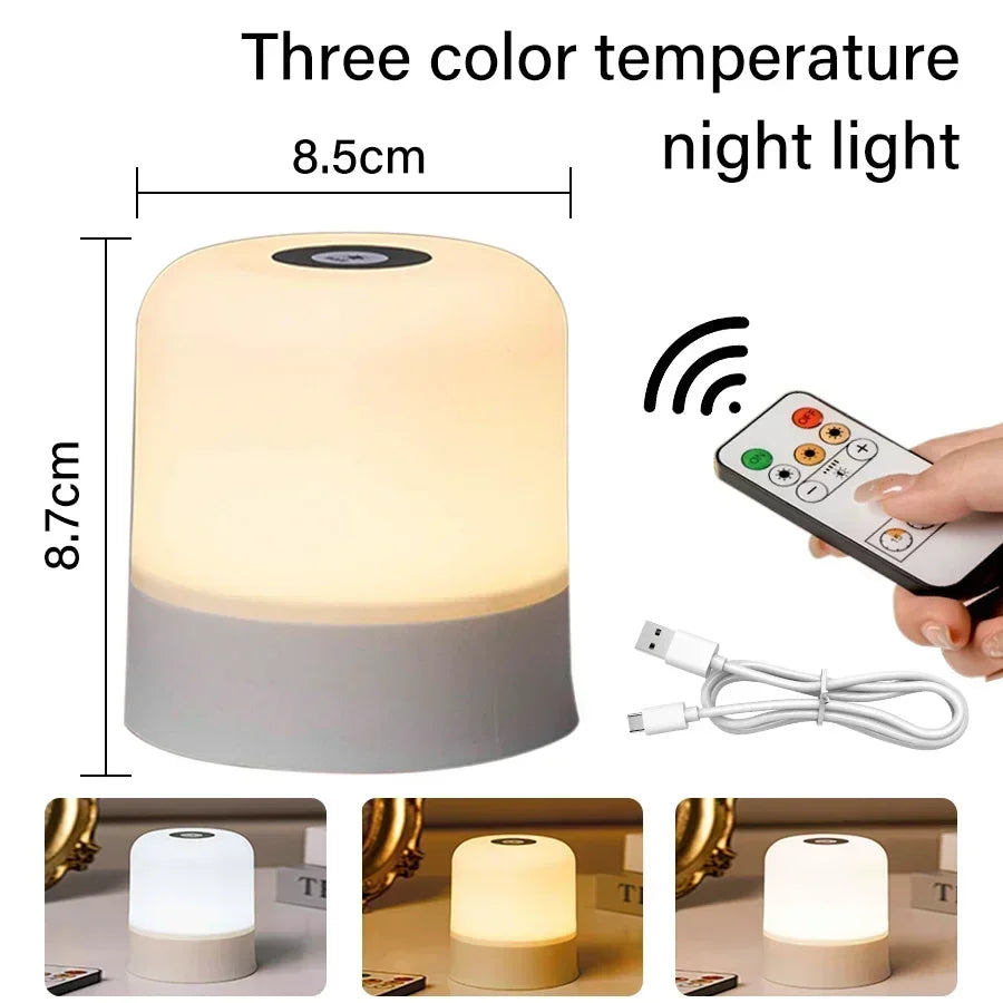 RGB LED Table Lamp Dimmable Bedside Lamp For Bedroom Tricolor 16Color Change Touch Night Light Rechargeable Portable Night Lamp Peaceful Pleasures Health and Wellness 3 colors