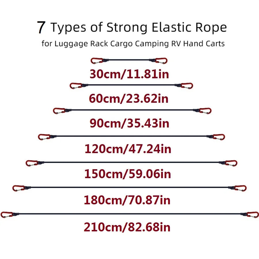 8mm Elastic Bungee Cords with Red Hooks | 30–210cm