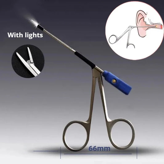 Medical Ear Wax Pick Tongs with Lights Earwax Remover Micro Alligator Crocodile Forceps Earpick Ear Nose Cleaning Clamp Ears Peaceful Pleasures Health and Wellness