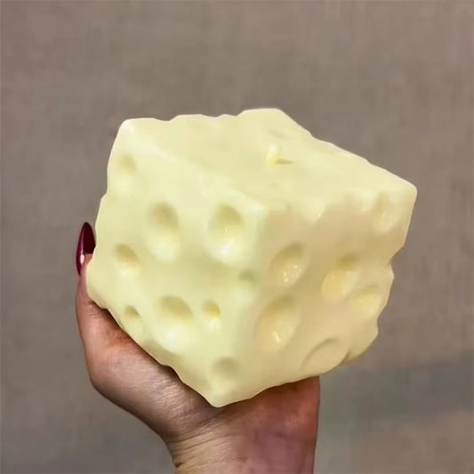 Jumbo Cheese Cube Stress Ball Big Cheese Shapeable Squeeze Ball Non-Bounce Fidget Toy ASMR Sensory Anti-Stress Festival Gift Peaceful Pleasures Health and Wellness