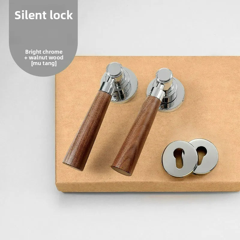 Retro Wooden Door Handle Lock | Silent Magnetic Split Lock