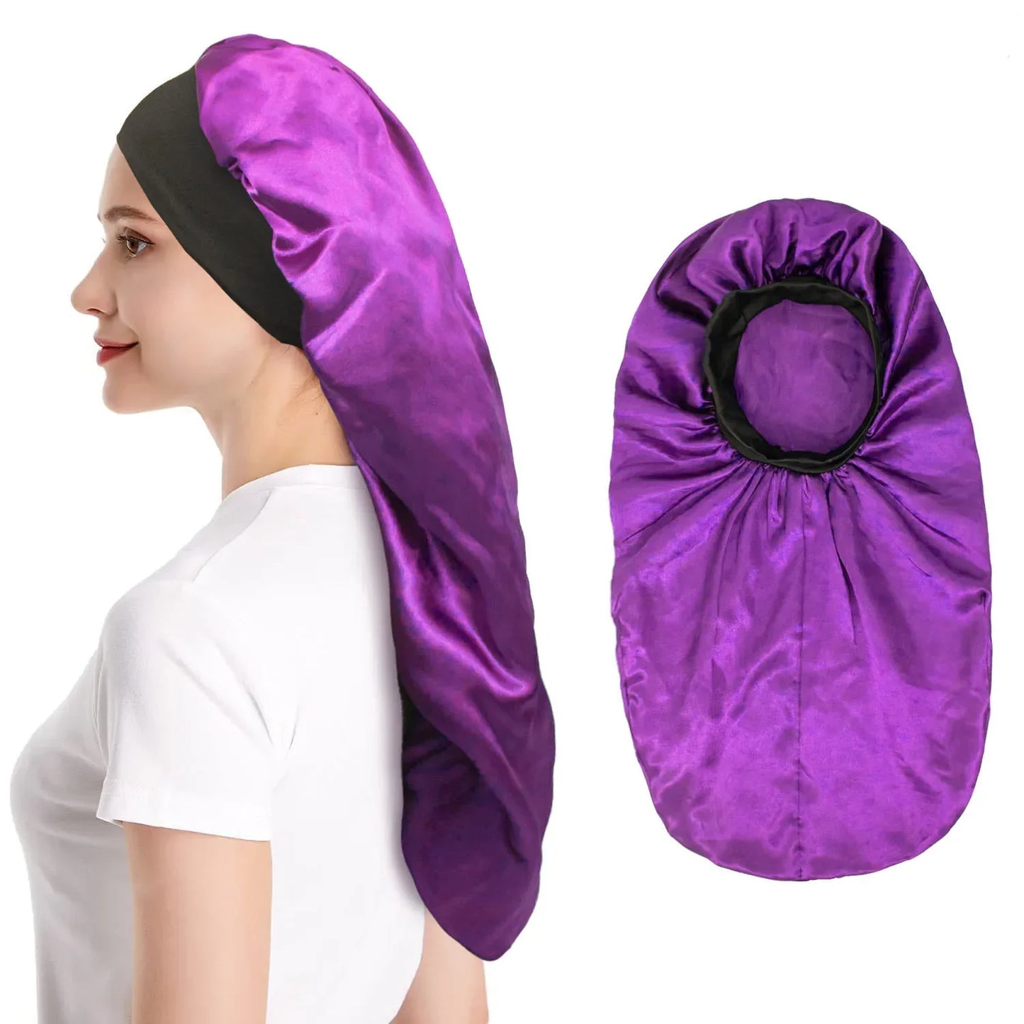 Large Satin Sleep Bonnet | Silky Night Cap with Adjustable Button