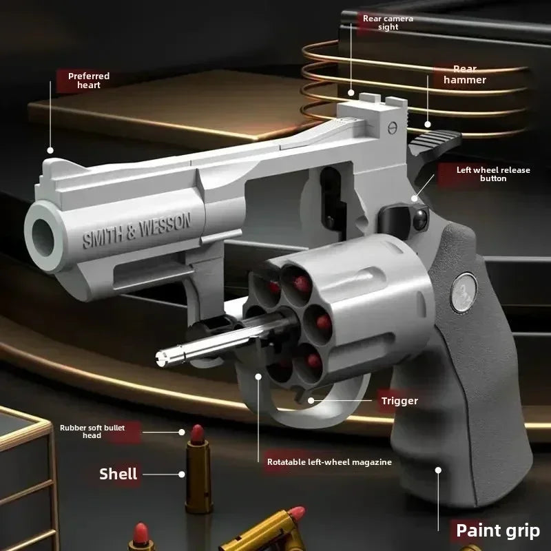 ZP5 357 Continuous Firing Revolver Soft Dart Launcher Pistol Toy Gun for CS Outdoor Battle Game Kids Adults Peaceful Pleasures Health and Wellness