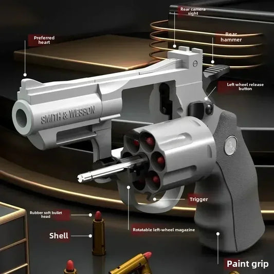 ZP5 357 Continuous Firing Revolver Soft Dart Launcher Pistol Toy Gun for CS Outdoor Battle Game Kids Adults Peaceful Pleasures Health and Wellness