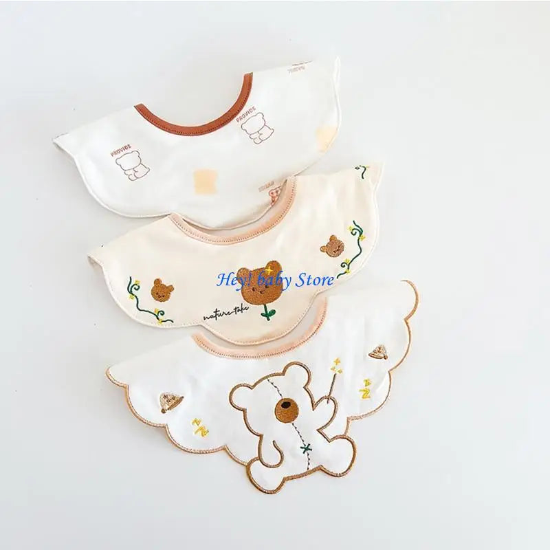3-Pack Cotton Baby Bibs & Burp Cloths for Infants | Waterproof
