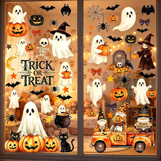 6 Sheets 56 Unique Designs Halloween Static Window Clings Watercolor Peaceful Pleasures Health and Wellness