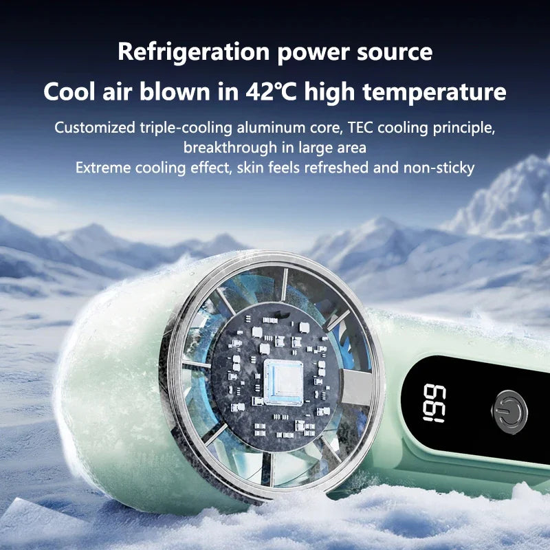 Lenovo Turbo Fan Bladeless Handheld Mini High Speed Fan USB Rechargeable Strong Wind Cooling Fan Ice Compress for Travel Office Peaceful Pleasures Health and Wellness