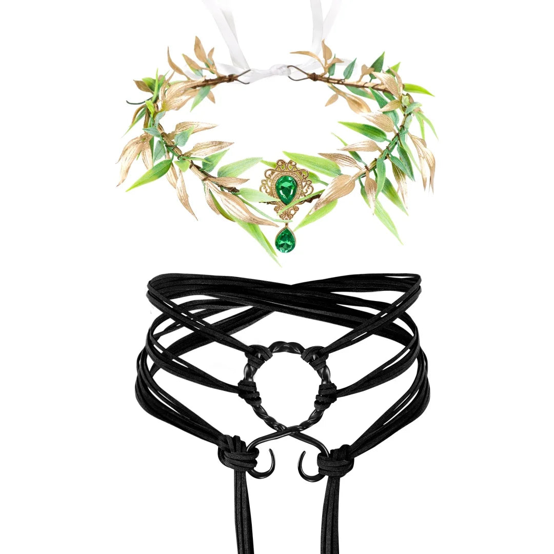 Retro Medieval Long Rope Ring Knot Belt Flower Crown Nordic Witch
