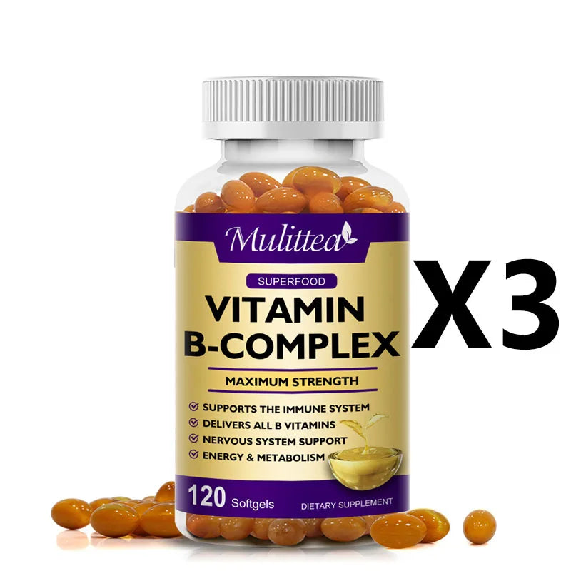 Vitamin B Complex Capsules – Energy, Mood, Stress & Immune Support | 120 Count Peaceful Pleasures Health and Wellness 120pcs 3bottles United States