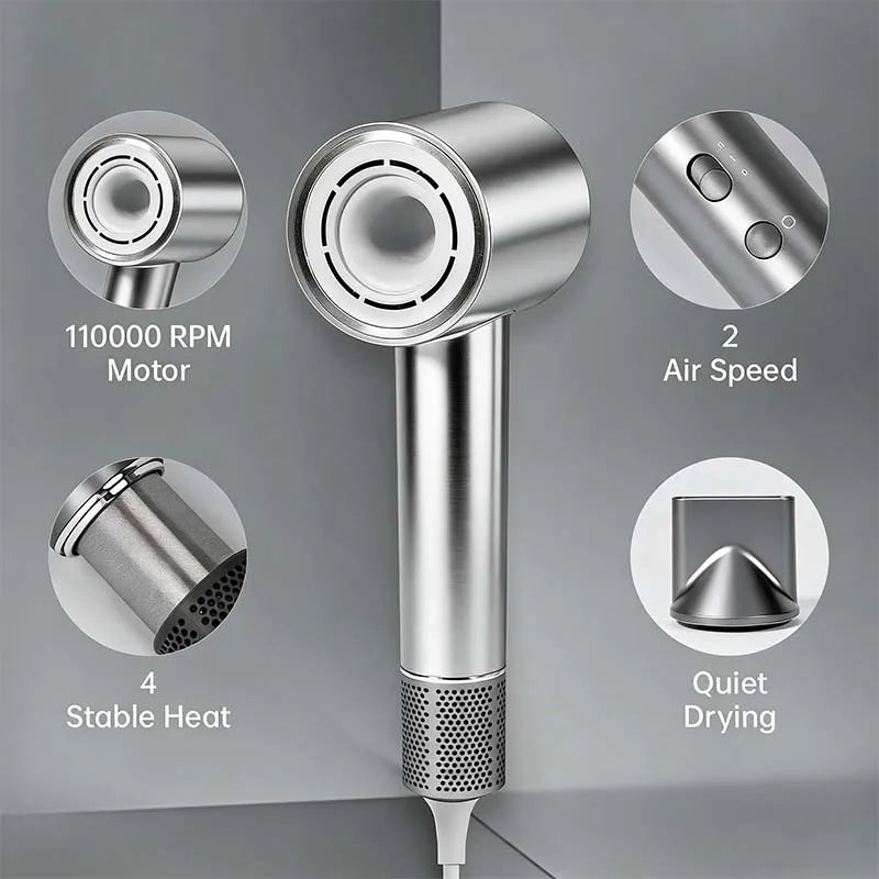 High concentration negative ion hair dryer, 110000 RPM high-speed hair dryer with constant temperature and no damage to hair Peaceful Pleasures Health and Wellness