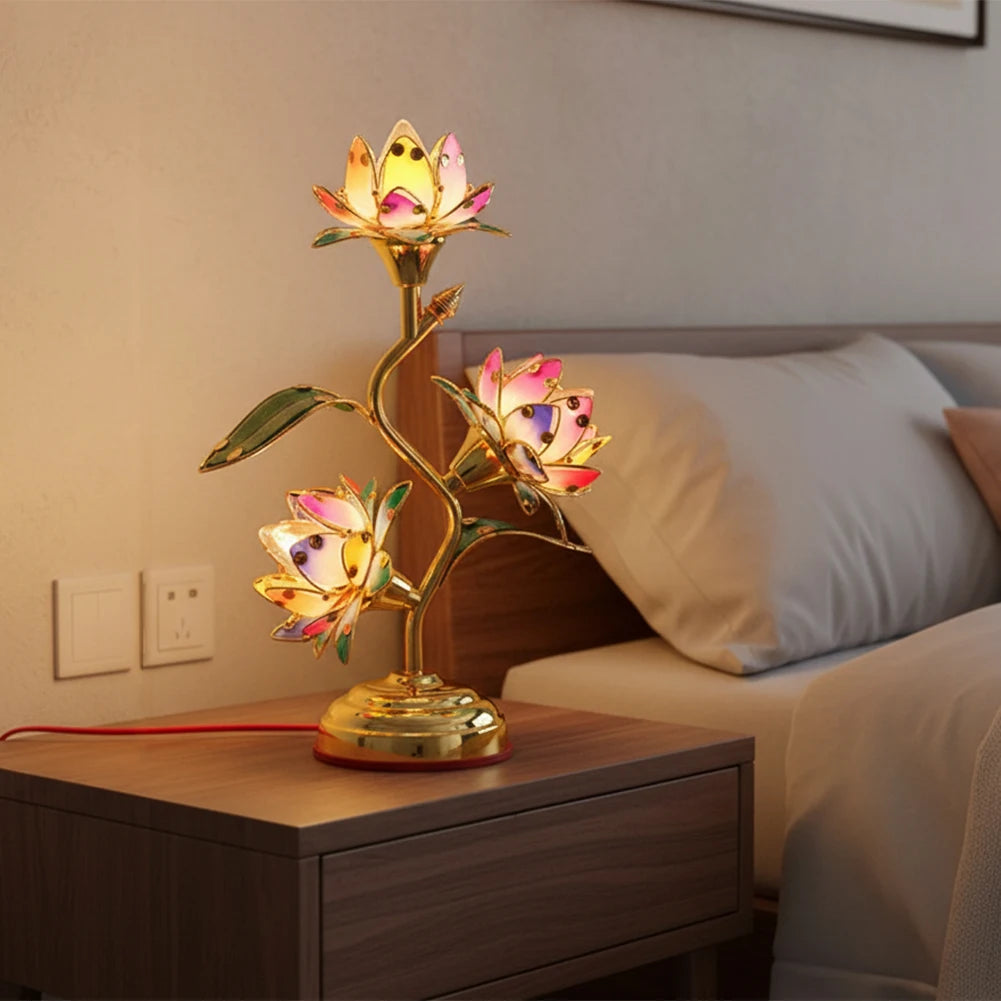 Lotus-Lamp Plug In Electric Lotus-Lantern Long-Lasting Led: Energy-Efficient Table Decorative Lamp Vibrant Multi-Color-Lotus Peaceful Pleasures Health and Wellness