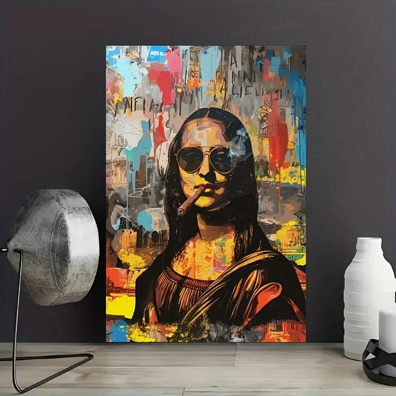 Watercolor Canvas Painting Graffiti Funny Posters Wall Art Picture Living Room Home Decor Gifts Interesting Mona Lisa Creative Peaceful Pleasures Health and Wellness