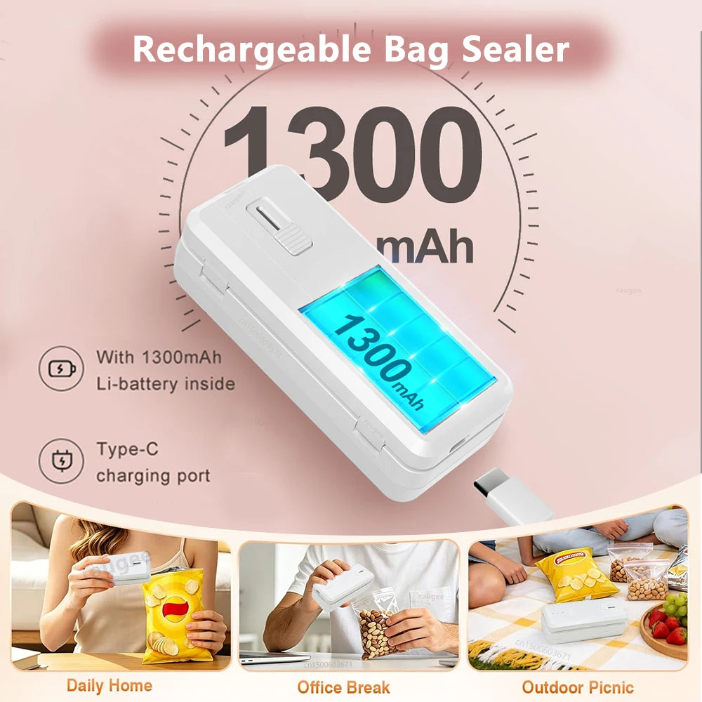 Plastic Bags Sealer Portable Mini Bag Heat Sealer Rechargeable Handheld Food Packaging Sealing Machine Thermal Bags Sealer Peaceful Pleasures Health and Wellness