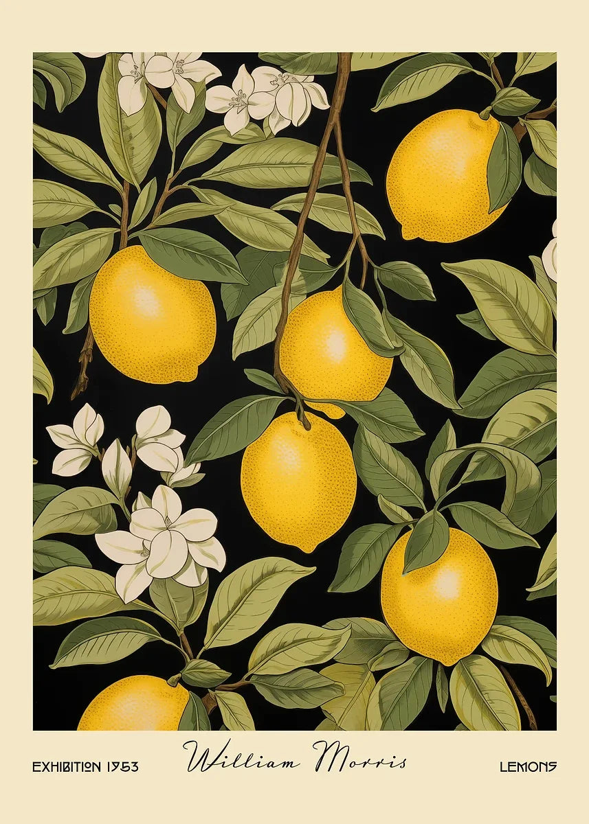 William Morris Retro Kitchen Fruit Canvas Wall Art | Dining Decor