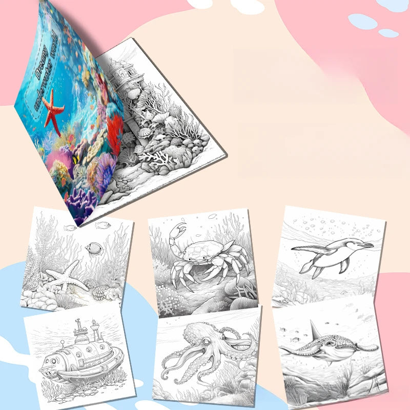 Bview Art Underwater Wonders Relaxing Coloring Book Featuring Ocean