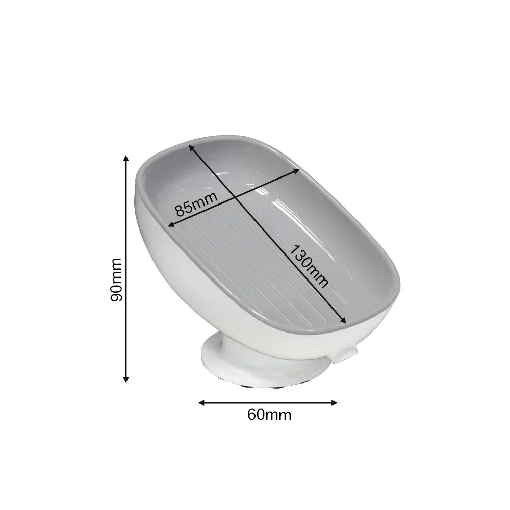1pc Super Suction Cup Soap Dish with Drain Water for Bathroom Soap Holder Kithcen Sponge Holder Soap Container Bathroom Supplies Peaceful Pleasures Health and Wellness Grey