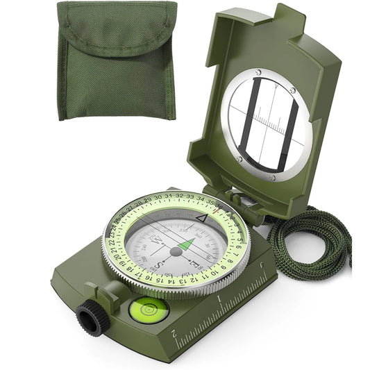 Tactical Waterproof Compass High Precision Professional Metal Sight Clinometer Compass Luminous for Outdoor Survival Essential ﻿ Peaceful Pleasures Health and Wellness army green
