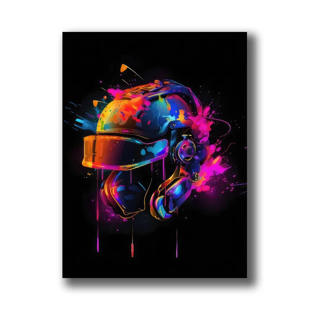 Neon Gaming Canvas Wall Art | Gamepad & Character Poster