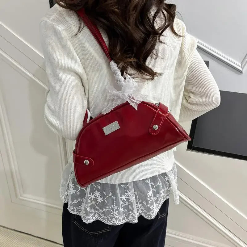 Women's PU Leather Bow Tote Underarm Shoulder Handbag