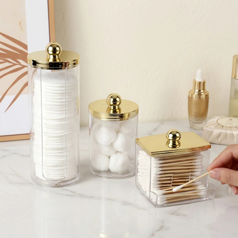 2/3 Pcs Cotton Pad Holder, Bathroom Makeup Organizers Containers for Cotton Ball/Cotton Swab/Cotton Round Pads/Floss/Hair Ties Peaceful Pleasures Health and Wellness