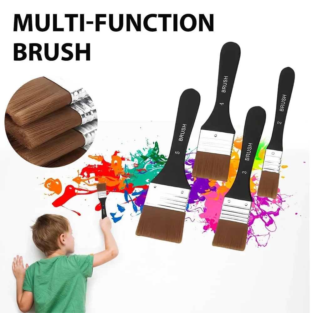 1/3/4 Pcs Paint Brush, Flat Bright Paint Brushes Craft Basecoating Paint Brushes with Wooden Handle for Acrylic, Oil, Watercolor Peaceful Pleasures Health and Wellness