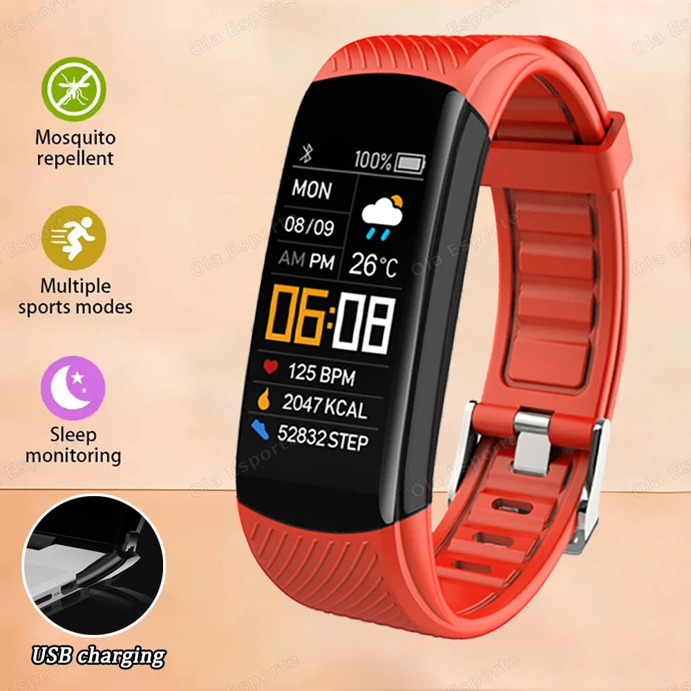 Smart Fitness Tracker Watch Heart Rate Monitor Sleep Steps Swim Waterproof Health Exercise Bracelet For Men Women Smartwatch New Peaceful Pleasures Health and Wellness Orange