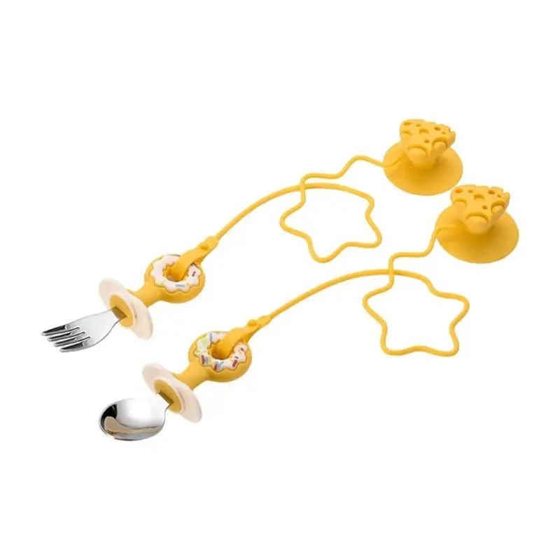 Infant Training Spoon & Fork Set | BPA-Free Silicone Suction