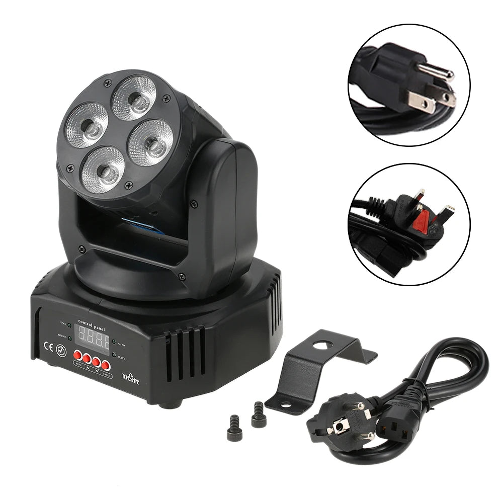 60W 4 LEDs RGBW+Amber+UV 6-in-1 Washing Effect Moving Heads Stage Light AC90-240V 16/18 Channels Sound Activation Peaceful Pleasures Health and Wellness