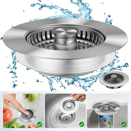 3-in-1 Stainless Steel Kitchen Sink Drain Strainer & Stopper Sink Drain Strainer Oasis Select
