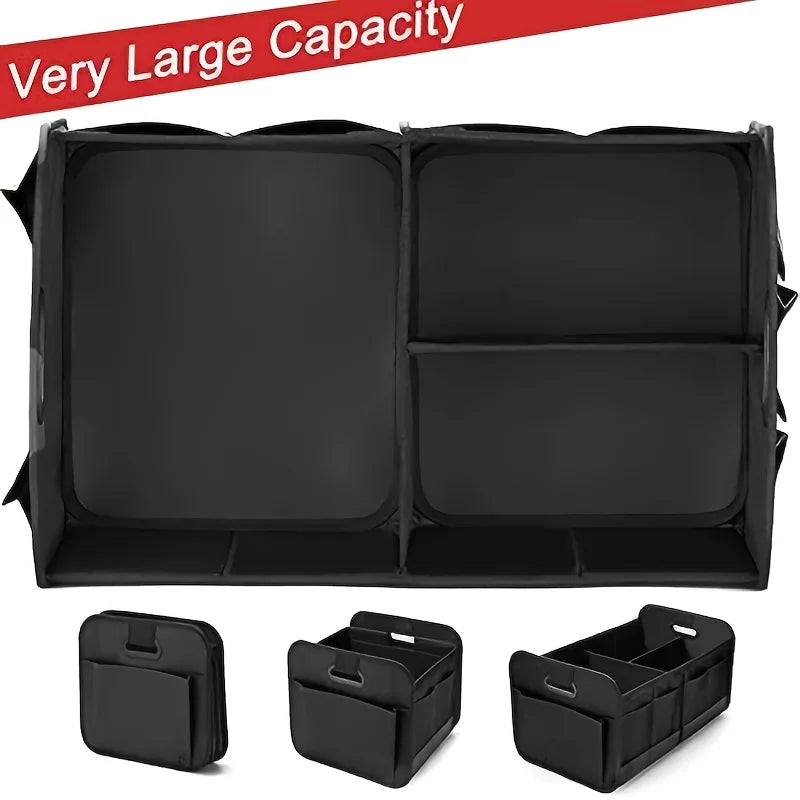 Collapsible Car Trunk Storage Box 600D Oxford Fabric Reinforced Handles Multiple Compartments for SUV Minivan Vehicle Storage Peaceful Pleasures Health and Wellness