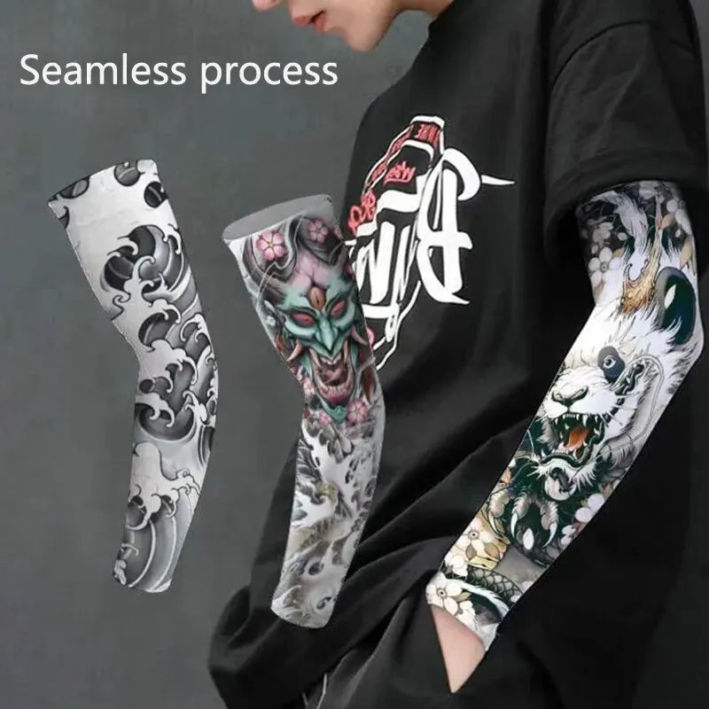 Tattood Sleeve With Floral Arm Tattoo Seamless Outdoor Cycling Tattoo And Sun Protection Sleeve 1pc Tattoo Sleeve Sleeve Sunscre Peaceful Pleasures Health and Wellness