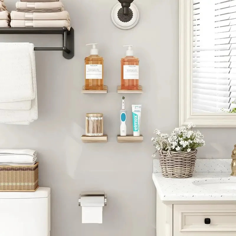 4-Pack Small Wood Floating Shelves – 5" Mini Wall Display Ledges