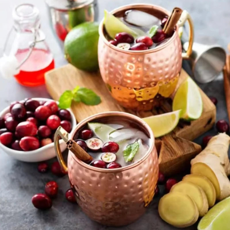 New Stainless Steel Moscow Mule Beer Mugs Metal Copper Plated Hammered Anti-fall Beer Mug Cocktai Mugs Bar Banquet Drink Mugs Peaceful Pleasures Health and Wellness