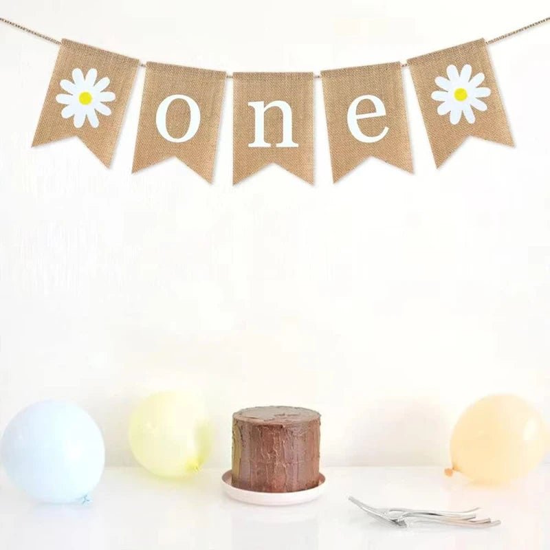 Daisy Burlap Banner – 1st Birthday & Baby Shower Decoration