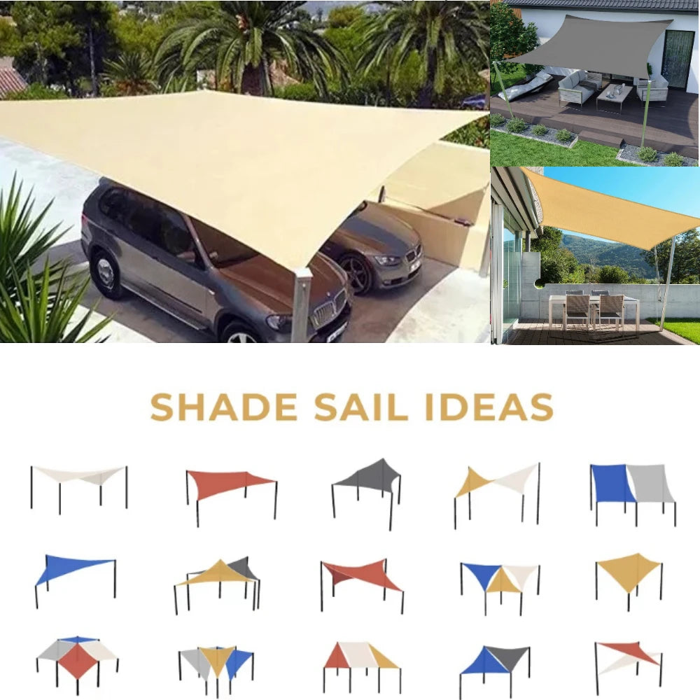 Waterproof Large Sun Shade Sail With 72pcs Hanging Hardware Kit for Outdoor Garden Patio Canopy Install Awning Sun Shelter Tent Peaceful Pleasures Health and Wellness