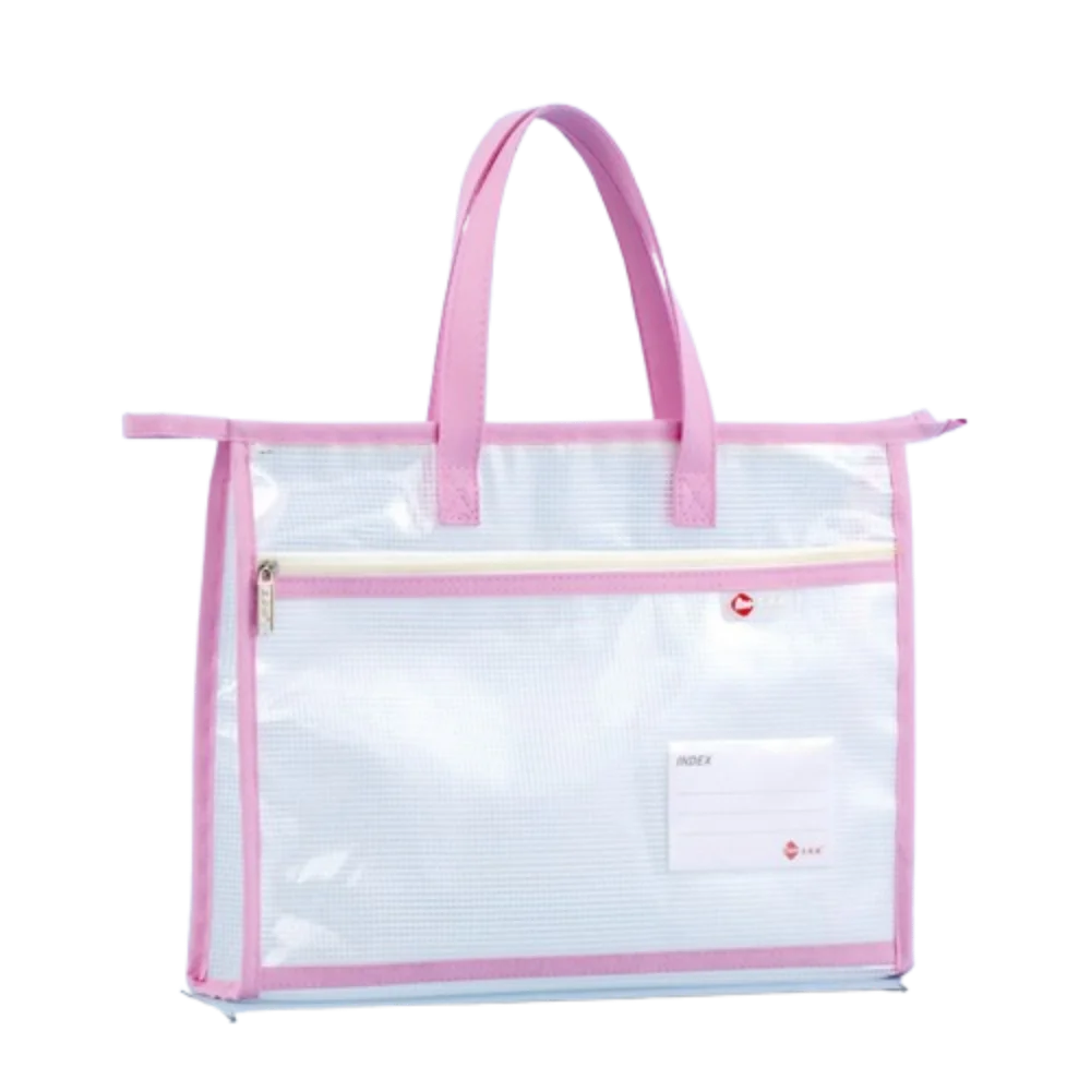 Clear A3/A4 File Storage Bag Thickened Multi-layer Zipper Pouch Bag Large Capacity Waterproof Data Document Bag File Holder Peaceful Pleasures Health and Wellness Pink-A3