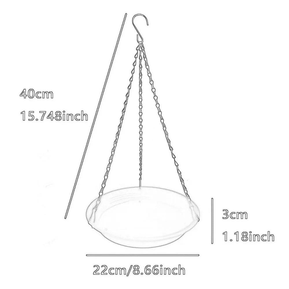 Hanging Round Bird Feeder Bath Tray with Chain | Garden Decor