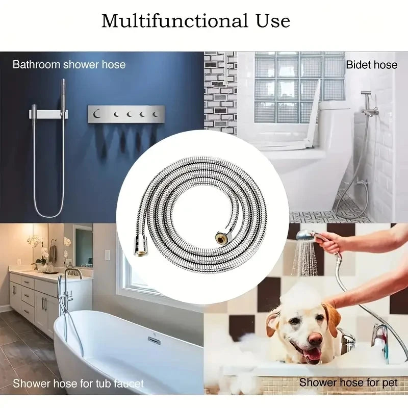 Stainless Steel Shower Hose Anti-Kink Leak-Proof G1/2 1.5m Shower Hose Peaceful Pleasures Health and Wellness