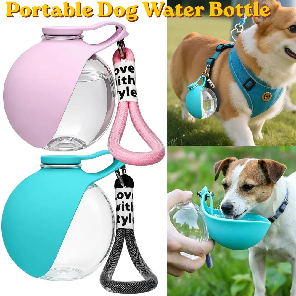 285ml Portable Dog Water Bottle with Foldable Silicone Bowl