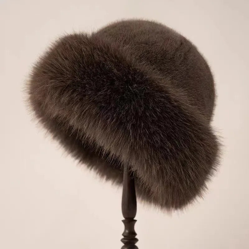 1pc Winter Thicken Faux Fur Fisherman Hat for Women, Windproof Snowproof Pilot Hat, Ear Protection Cap for Outdoor Riding Skiing Peaceful Pleasures Health and Wellness Coffee