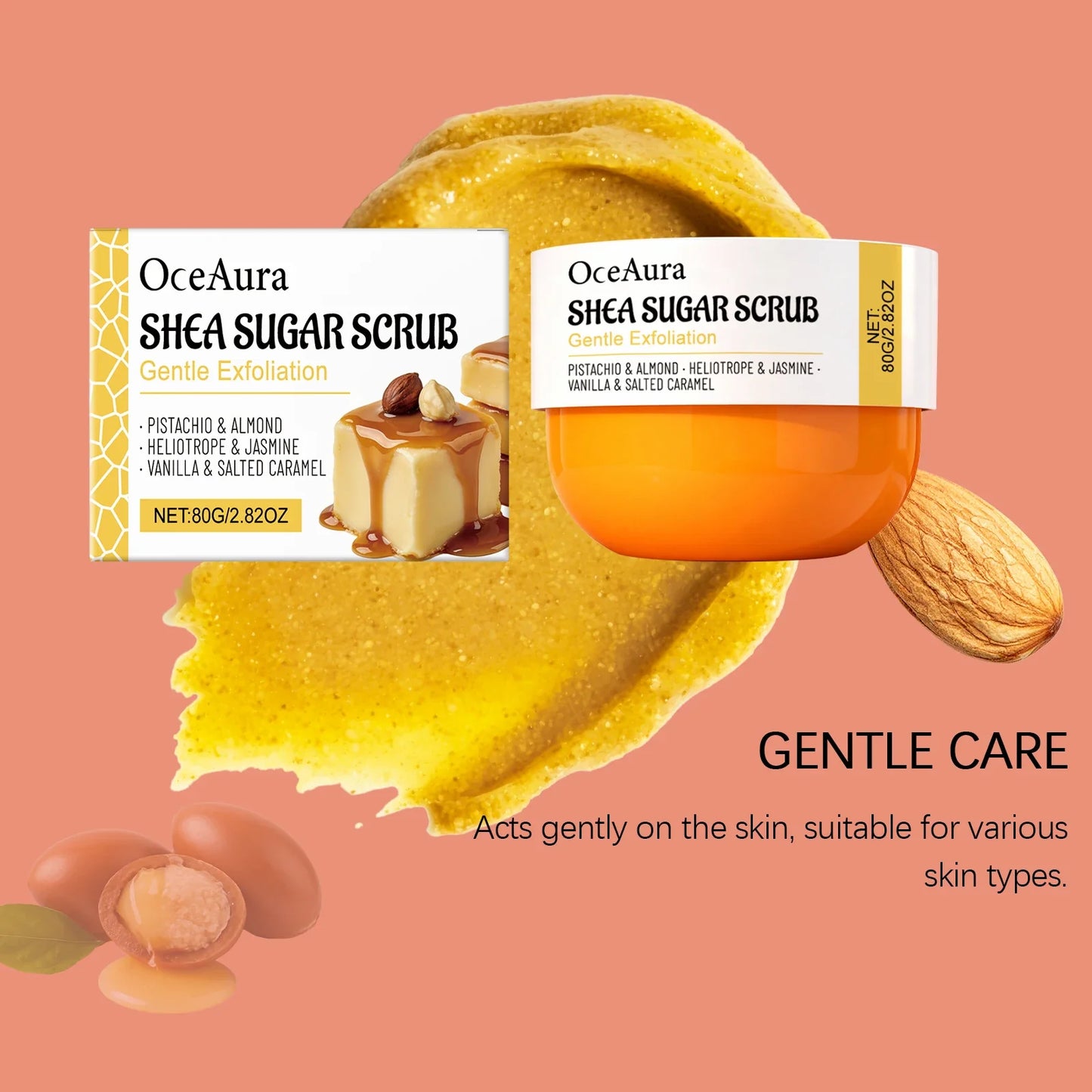 OceAura Caramel Shea Sugar Body Scrub – Deep Exfoliation 100g