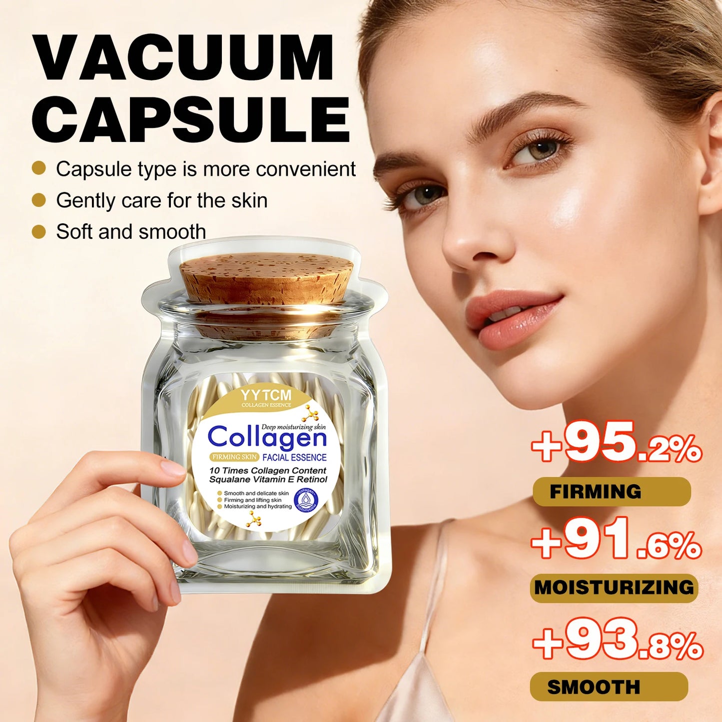 Collagen Firming Capsule Essence Moisturizes Hydrates And Smooths The Skin. With Squalane, Retinol 18/30/48/60/90/180 Capsules Peaceful Pleasures Health and Wellness