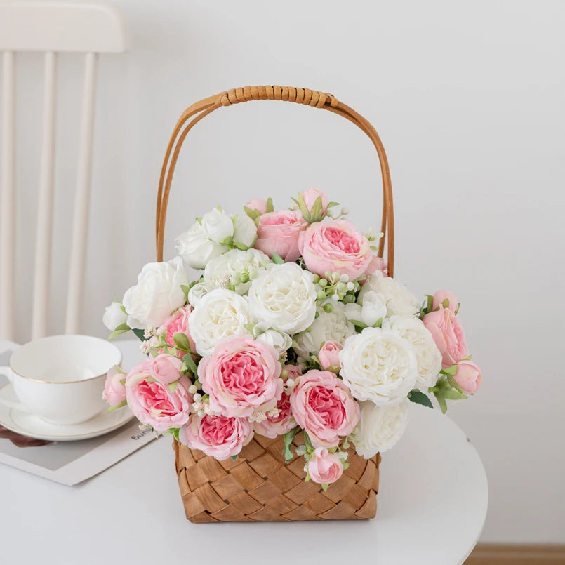 Silk Peony Bouquets 2/4PCS – Artificial Flowers Wedding & Home