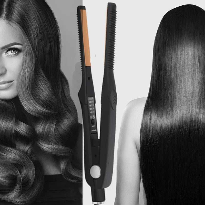 Professional Ceramic Flat Iron 2 in 1 Hair Straightener Short Hair Fluffy Pencil Hair Curler Peaceful Pleasures Health and Wellness