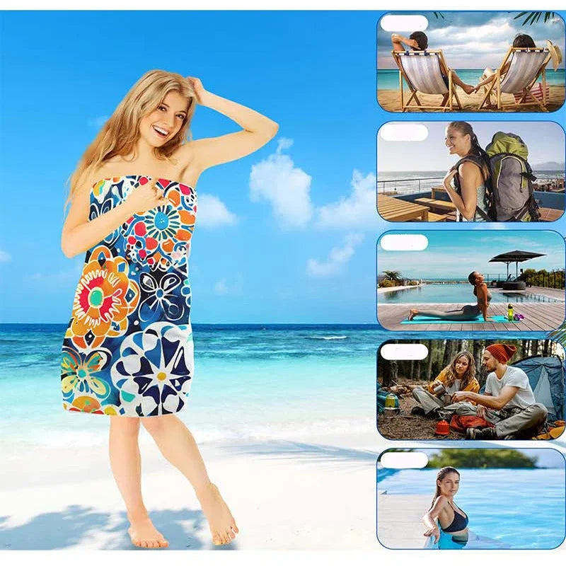 Microfiber Yoga Sports Towel Bohemian-style Outdoor Beach Towel Swimming Quick-drying Beach Towel Peaceful Pleasures Health and Wellness
