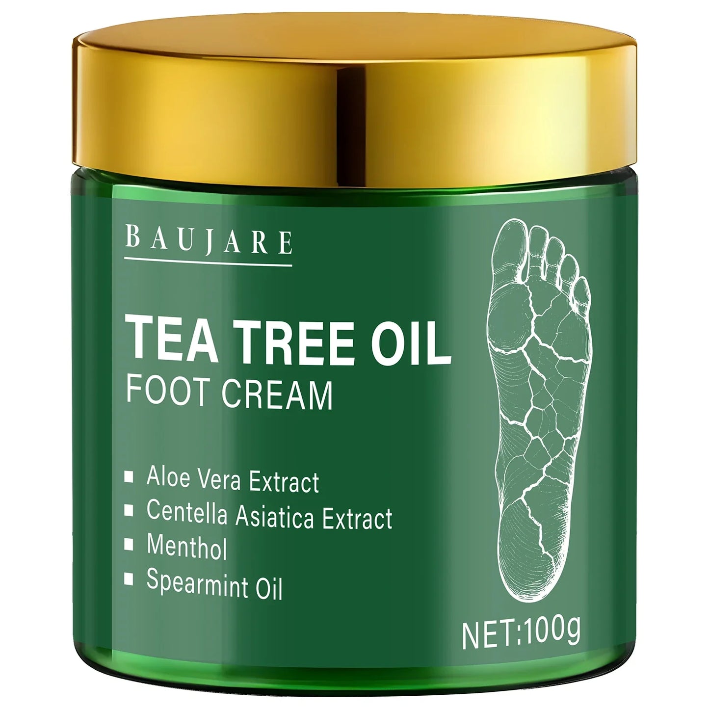 Tea Tree Oil Foot Cream – Aloe, Menthol & Hyaluronic Acid