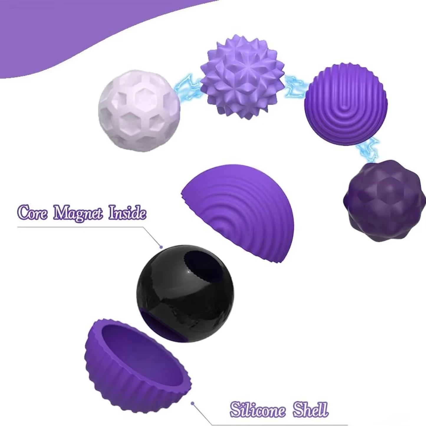 Magnetic Silicone Sensory Balls Worry Balls Autism Calming Fidgeting Toy Fidget Toy Kid Adults Anxiety Relief Stress Sensory Toy Peaceful Pleasures Health and Wellness