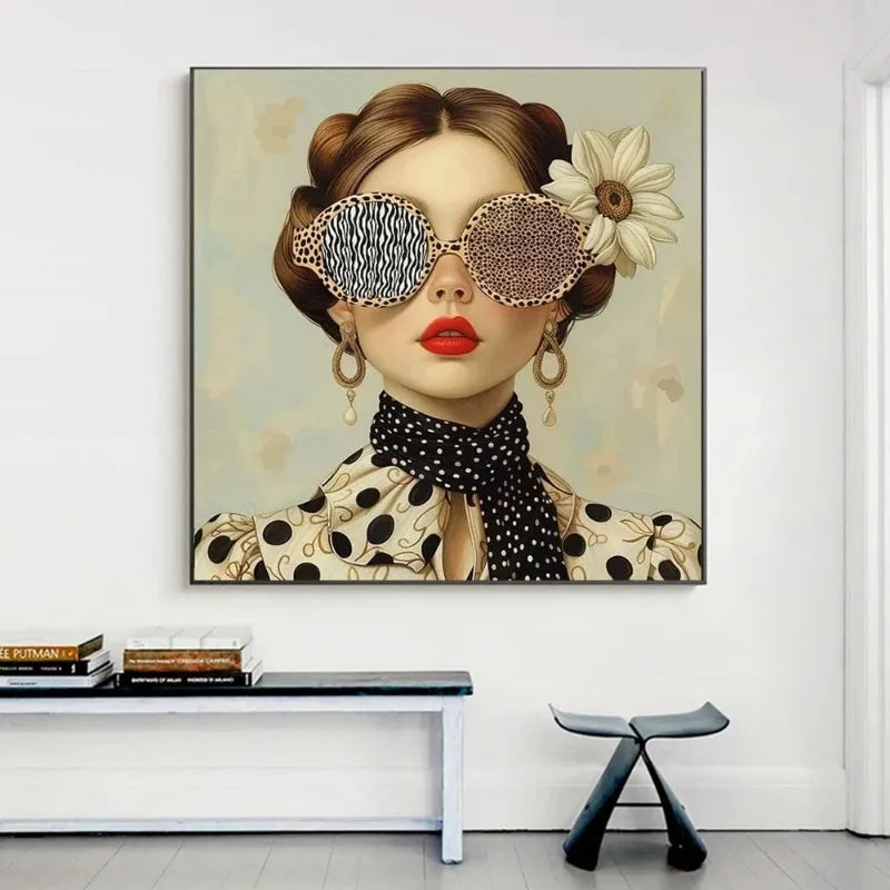 Surrealism Woman Portrait Canvas Painting Wall Art Wonderful Fantasy Fish and Girl Poster Prints for Living Room Home Decor Peaceful Pleasures Health and Wellness